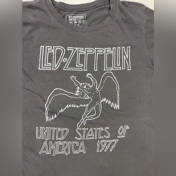 Led Zeppelin US Tour 1977 Retro Graphic Women Medium Gray Short Sleeve Music - Picture 2 of 5